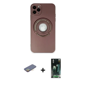 ieg™ iPhone 12 Pro Max Kılıf Eksen Klasik Prime - Siyah 360 Mat Full Body Arka Koruyucu + Renkli Kamera Lens Koruma Cam - SI