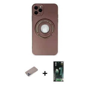 ieg™ iPhone 12 Pro Max Kılıf Eksen Klasik Prime - Siyah 360 Mat Full Body Arka Koruyucu + Shine Kamera Lens Koruma Cam - SABE