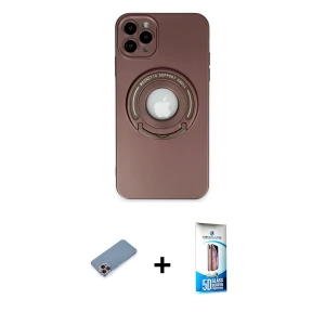 ieg™ iPhone 12 Pro Max Kılıf Eksen Klasik Prime - Siyah 5D Eko Cam Ekran Koruyucu + Shine Kamera Lens Koruma Cam - PE