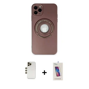 ieg™ iPhone 12 Pro Max Kılıf Eksen Klasik Prime - Siyah Joko 5D Cam + Shine Kamera Lens - GD
