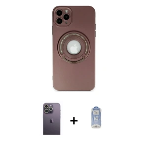 ieg™ iPhone 12 Pro Max Kılıf Eksen Klasik Prime - Siyah Joko Magic 5D Cam + Neon Fosforlu Kamera Lens - BZ