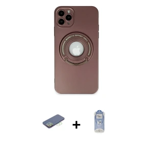 ieg™ iPhone 12 Pro Max Kılıf Eksen Klasik Prime - Siyah Joko Magic 5D Cam + Renkli Kamera Lens Koruma Cam - YL