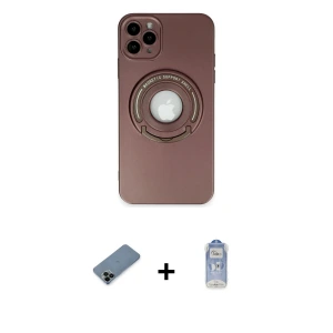 ieg™ iPhone 12 Pro Max Kılıf Eksen Klasik Prime - Siyah Joko Magic 5D Cam + Shine Kamera Lens Koruma Cam - SH