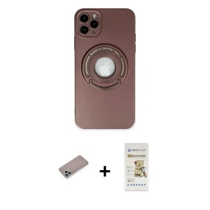 ieg™ iPhone 12 Pro Max Kılıf Eksen Klasik Prime - Siyah Mat Seramik Nano Ekran Koruyucu + Shine Kamera Lens Koruma Cam - SABE