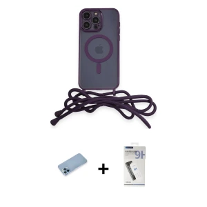 ieg™ iPhone 12 Pro Max Kılıf Eksen Özel Seri - Şeffaf Uv Polymer Nano Ekran Koruyucu + Shine Kamera Lens Koruma Cam - MI