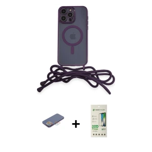ieg™ iPhone 12 Pro Max Kılıf Eksen Özel Seri - Siyah 20D Premium Cam Ekran Koruyucu + Renkli Kamera Lens Koruma Cam - PE