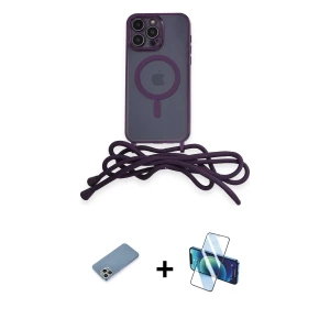ieg™ iPhone 12 Pro Max Kılıf Eksen Özel Seri - Siyah 3D Antistatik Seramik Nano Ekran Koruyucu + Shine Kamera Lens Koruma Cam - GS