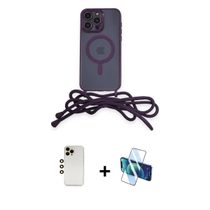 ieg™ iPhone 12 Pro Max Kılıf Eksen Özel Seri - Siyah 3D Antistatik Seramik Nano Ekran Koruyucu + Shine Kamera Lens - GD