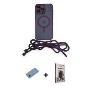 ieg™ iPhone 12 Pro Max Kılıf Eksen Özel Seri - Siyah Bilvis Hayalet Cam Ekran Koruyucu + Shine Kamera Lens Koruma Cam - GS