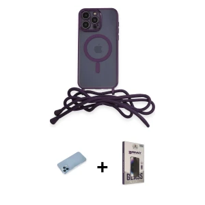 ieg™ iPhone 12 Pro Max Kılıf Eksen Özel Seri - Siyah Bilvis Hayalet Cam Ekran Koruyucu + Shine Kamera Lens Koruma Cam - MI