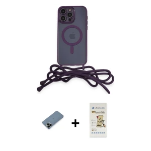 ieg™ iPhone 12 Pro Max Kılıf Eksen Özel Seri - Siyah Mat Seramik Nano Ekran Koruyucu + Shine Kamera Lens Koruma Cam - SH