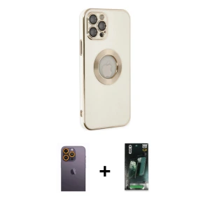 ieg™ iPhone 12 Pro Max Kılıf İz Form Serisi - Şeffaf 360 Full Body Arka Koruyucu + Neon Fosforlu Kamera Lens - SI