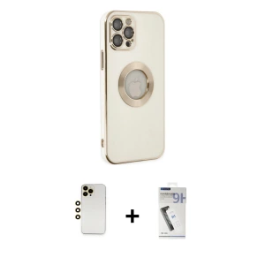 ieg™ iPhone 12 Pro Max Kılıf İz Form Serisi - Şeffaf Uv Polymer Nano Ekran Koruyucu + Shine Kamera Lens - GD