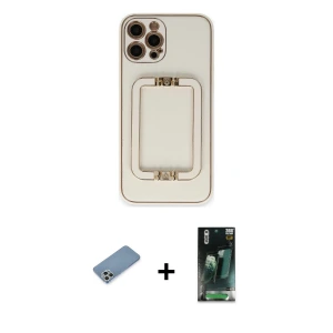 ieg™ iPhone 12 Pro Max Kılıf Kozmos Minimal Prime - Şeffaf 360 Full Body Arka Koruyucu + Shine Kamera Lens Koruma Cam - GS