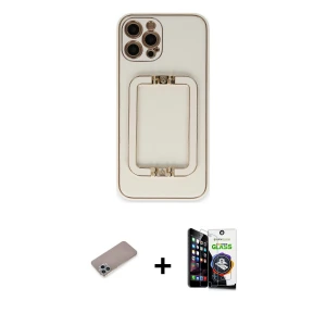 ieg™ iPhone 12 Pro Max Kılıf Kozmos Minimal Prime - Şeffaf Temperli Cam Ekran Koruyucu + Shine Kamera Lens Koruma Cam - SABE