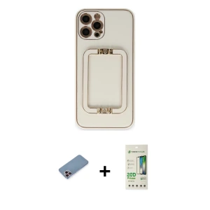 ieg™ iPhone 12 Pro Max Kılıf Kozmos Minimal Prime - Siyah 20D Premium Cam Ekran Koruyucu + Shine Kamera Lens Koruma Cam - PE