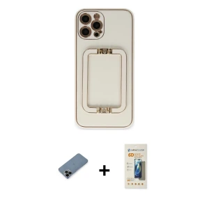 ieg™ iPhone 12 Pro Max Kılıf Kozmos Minimal Prime - Siyah 6D Mat Seramik Hayalet Nano Ekran Koruyucu + Shine Kamera Lens Koruma Cam - SH