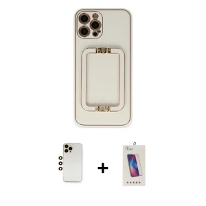 ieg™ iPhone 12 Pro Max Kılıf Kozmos Minimal Prime - Siyah Joko 5D Cam + Shine Kamera Lens - GD