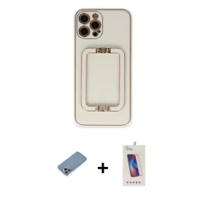 ieg™ iPhone 12 Pro Max Kılıf Kozmos Minimal Prime - Siyah Joko 5D Cam + Shine Kamera Lens Koruma Cam - GI