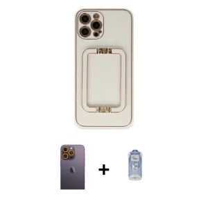 ieg™ iPhone 12 Pro Max Kılıf Kozmos Minimal Prime - Siyah Joko Magic 5D Cam + Neon Fosforlu Kamera Lens - SI