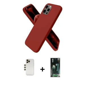ieg™ iPhone 12 Pro Max Kılıf Kozmos Yansıma Özel Seri - Siyah 360 Mat Full Body Arka Koruyucu + Shine Kamera Lens - GD