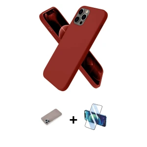 ieg™ iPhone 12 Pro Max Kılıf Kozmos Yansıma Özel Seri - Siyah 3D Antistatik Cam Ekran Koruyucu + Shine Kamera Lens Koruma Cam - SABE