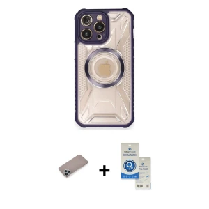 ieg™ iPhone 12 Pro Max Kılıf Kutup Modern - Şeffaf Royal Nano Ekran Koruyucu + Shine Kamera Lens Koruma Cam - SABE