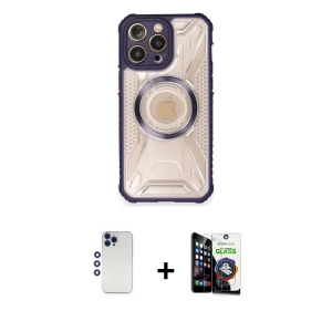 ieg™ iPhone 12 Pro Max Kılıf Kutup Modern - Şeffaf Temperli Cam Ekran Koruyucu + Shine Kamera Lens - LT
