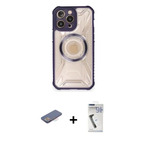 ieg™ iPhone 12 Pro Max Kılıf Kutup Modern - Şeffaf Uv Polymer Nano Ekran Koruyucu + Renkli Kamera Lens Koruma Cam - PE