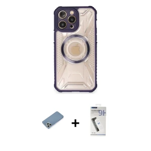 ieg™ iPhone 12 Pro Max Kılıf Kutup Modern - Şeffaf Uv Polymer Nano Ekran Koruyucu + Shine Kamera Lens Koruma Cam - GS