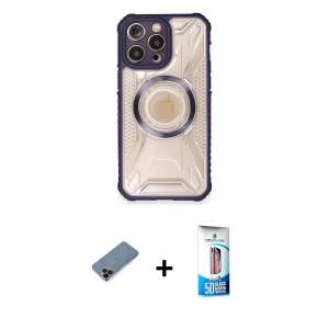 ieg™ iPhone 12 Pro Max Kılıf Kutup Modern - Siyah 5D Eko Cam Ekran Koruyucu + Shine Kamera Lens Koruma Cam - SH