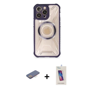 ieg™ iPhone 12 Pro Max Kılıf Kutup Modern - Siyah Joko 5D Cam + Renkli Kamera Lens Koruma Cam - PE
