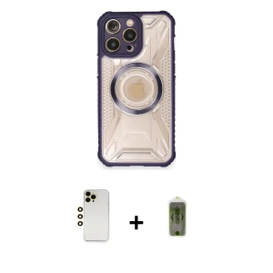 ieg™ iPhone 12 Pro Max Kılıf Kutup Modern - Siyah Joko Magic 5D Hayalet Cam + Shine Kamera Lens - GD
