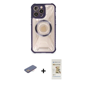 ieg™ iPhone 12 Pro Max Kılıf Kutup Modern - Siyah Mat Seramik Nano Ekran Koruyucu + Renkli Kamera Lens Koruma Cam - PE