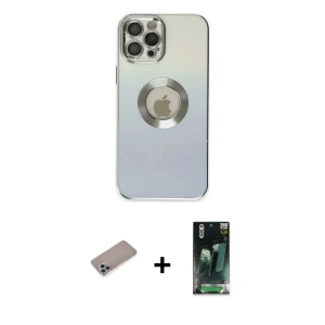 ieg™ iPhone 12 Pro Max Kılıf Kutup Yansıma Özel Seri - Şeffaf 360 Full Body Arka Koruyucu + Shine Kamera Lens Koruma Cam - SABE