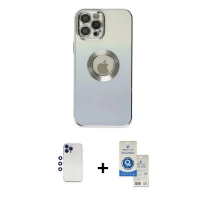 ieg™ iPhone 12 Pro Max Kılıf Kutup Yansıma Özel Seri - Şeffaf Royal Nano Ekran Koruyucu + Shine Kamera Lens - LT