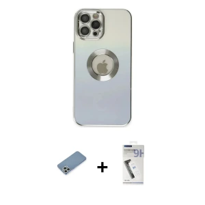 ieg™ iPhone 12 Pro Max Kılıf Kutup Yansıma Özel Seri - Şeffaf Uv Polymer Nano Ekran Koruyucu + Shine Kamera Lens Koruma Cam - GS