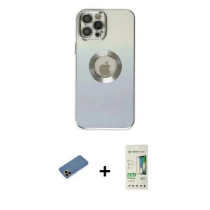 ieg™ iPhone 12 Pro Max Kılıf Kutup Yansıma Özel Seri - Siyah 20D Premium Cam Ekran Koruyucu + Shine Kamera Lens Koruma Cam - GD