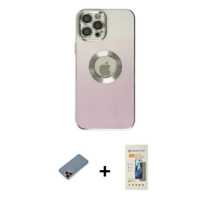ieg™ iPhone 12 Pro Max Kılıf Kutup Yansıma Özel Seri - Siyah 6D Mat Seramik Hayalet Nano Ekran Koruyucu + Metal Kamera Lens Koruma Cam - KI