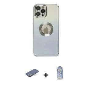 ieg™ iPhone 12 Pro Max Kılıf Kutup Yansıma Özel Seri - Siyah Joko Magic 5D Cam + Renkli Kamera Lens Koruma Cam - YL