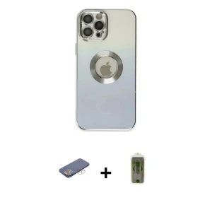 ieg™ iPhone 12 Pro Max Kılıf Kutup Yansıma Özel Seri - Siyah Joko Magic 5D Hayalet Cam + Renkli Kamera Lens Koruma Cam - MI
