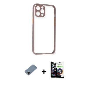 ieg™ iPhone 12 Pro Max Kılıf Nova Asil Özel Seri - Şeffaf Temperli Cam Ekran Koruyucu + Metal Kamera Lens Koruma Cam - SH
