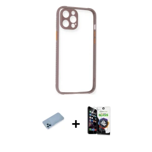 ieg™ iPhone 12 Pro Max Kılıf Nova Asil Özel Seri - Şeffaf Temperli Cam Ekran Koruyucu + Shine Kamera Lens Koruma Cam - MI