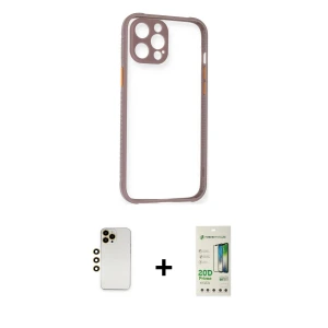ieg™ iPhone 12 Pro Max Kılıf Nova Asil Özel Seri - Siyah 20D Premium Cam Ekran Koruyucu + Shine Kamera Lens - GD
