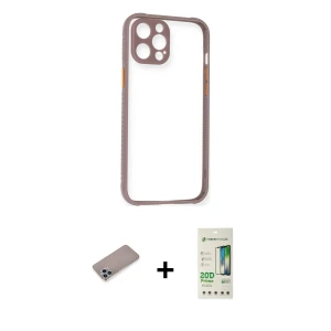 ieg™ iPhone 12 Pro Max Kılıf Nova Asil Özel Seri - Siyah 20D Premium Cam Ekran Koruyucu + Shine Kamera Lens Koruma Cam - SABE