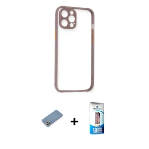 ieg™ iPhone 12 Pro Max Kılıf Nova Asil Özel Seri - Siyah 5D Eko Cam Ekran Koruyucu + Shine Kamera Lens Koruma Cam - GS