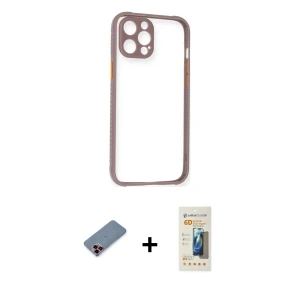 ieg™ iPhone 12 Pro Max Kılıf Nova Asil Özel Seri - Siyah 6D Mat Seramik Hayalet Nano Ekran Koruyucu + Metal Kamera Lens Koruma Cam - KI