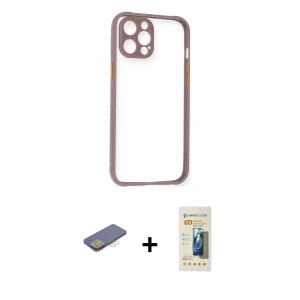 ieg™ iPhone 12 Pro Max Kılıf Nova Asil Özel Seri - Siyah 6D Mat Seramik Hayalet Nano Ekran Koruyucu + Renkli Kamera Lens Koruma Cam - SI