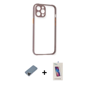 ieg™ iPhone 12 Pro Max Kılıf Nova Asil Özel Seri - Siyah Joko 5D Cam + Metal Kamera Lens Koruma Cam - SH