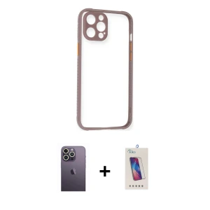 ieg™ iPhone 12 Pro Max Kılıf Nova Asil Özel Seri - Siyah Joko 5D Cam + Neon Fosforlu Kamera Lens - BZ